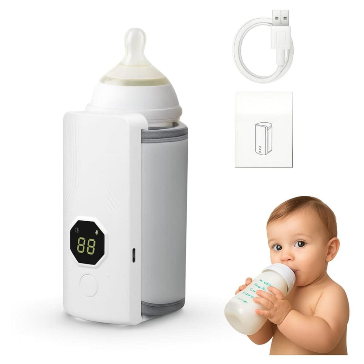 Portable USB Rechargeable Baby Milk Warmer | Digital