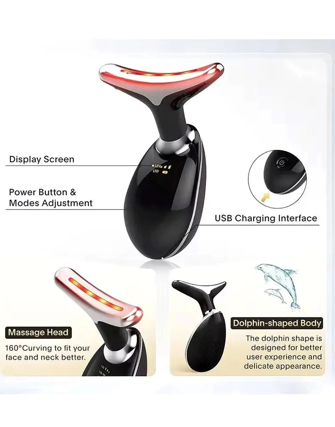 Rechargeable LED Facial Massager for Face & Neck - Vibrating Massager